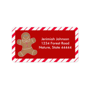 Gingerbread Cookie Christmas Address Label