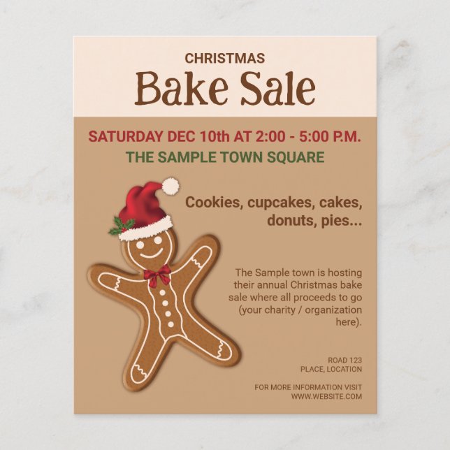 Gingerbread Cookie Christmas Bake Sale Flyer (Front)