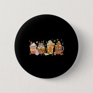 Gingerbread Cookie Christmas Coffee Cups Latte Dri Button