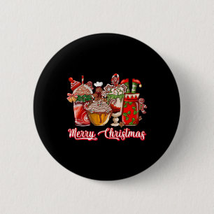 Gingerbread Cookie Christmas Coffee Cups Latte Dri Button