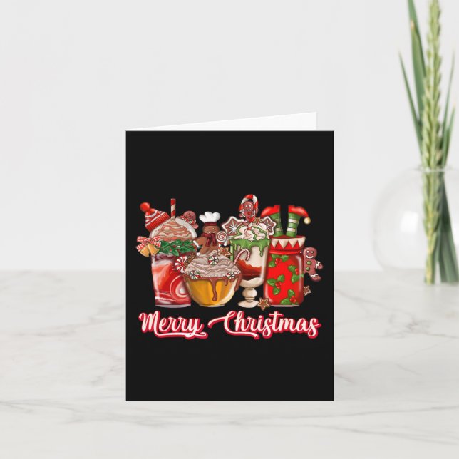 Gingerbread Cookie Christmas Coffee Cups Latte Dri Card (Front)