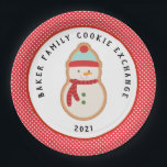 Gingerbread  Cookie | Christmas Cookie Exchange Pa Paper Plates<br><div class="desc">This cookie exchange paper plate features a snowman gingerbread cookie on a white background and a red and white polka dot outer border. Coordinates with the Christmas Cookie Exchange collection.</div>