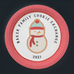 Gingerbread  Cookie | Christmas Cookie Exchange Pa Paper Plates<br><div class="desc">This cookie exchange paper plate features a snowman gingerbread cookie on a white background and a red and white polka dot outer border. Coordinates with the Christmas Cookie Exchange collection.</div>