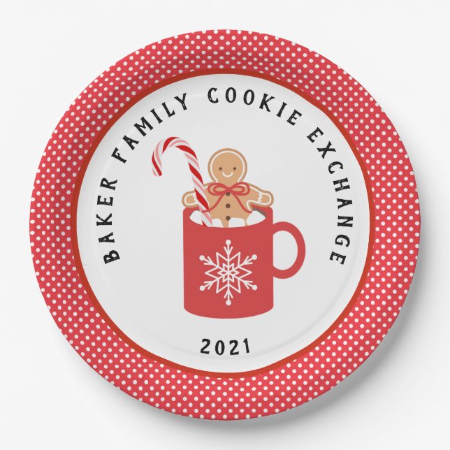 Gingerbread  Cookie | Christmas Cookie Exchange Paper Plates (Front)