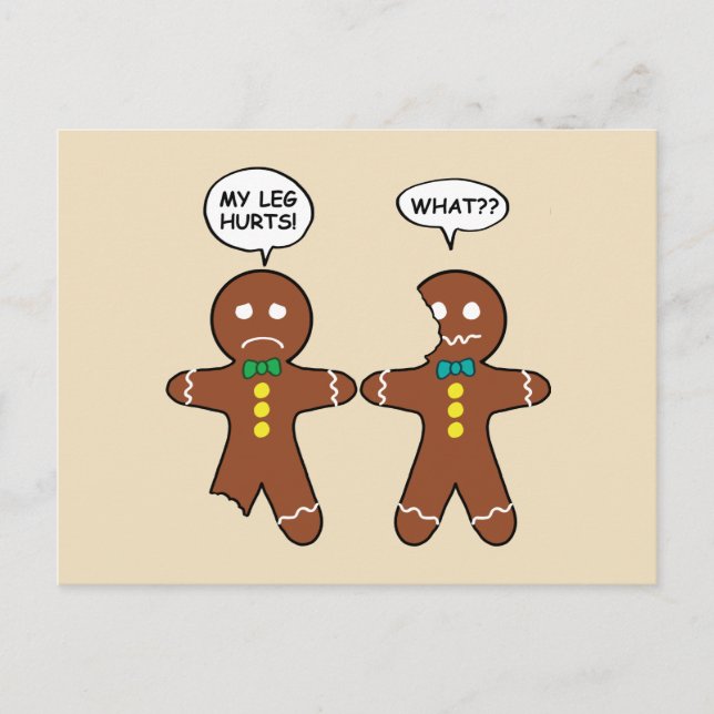 Gingerbread Cookie Christmas Humor Beige Holiday Postcard (Front)