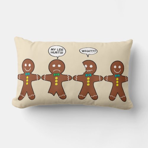 Gingerbread Cookie Christmas Humor Beige Lumbar Pillow