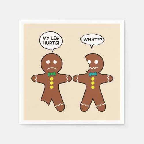 Gingerbread Cookie Christmas Humor Beige Napkins