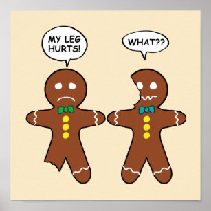 Gingerbread Cookie Christmas Humor Beige Poster