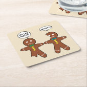 Gingerbread Cookie Christmas Humor Beige Square Paper Coaster (Angled)