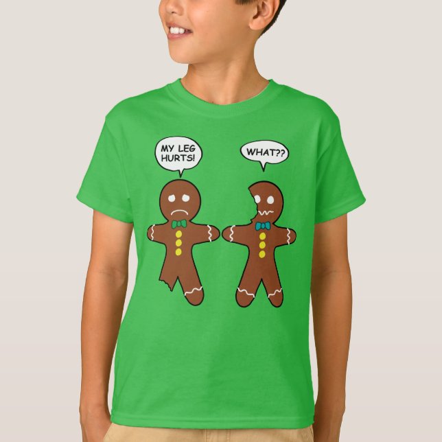 Gingerbread Cookie Christmas Humor Dark Green T-Shirt (Front)