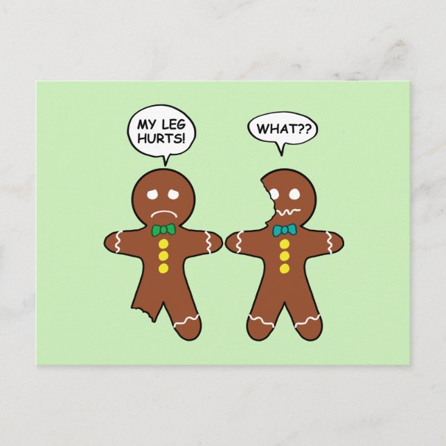 Gingerbread Cookie Christmas Humor Green Holiday Postcard (Front)