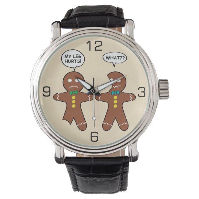 Gingerbread Cookie Christmas Humor Watch (Front)