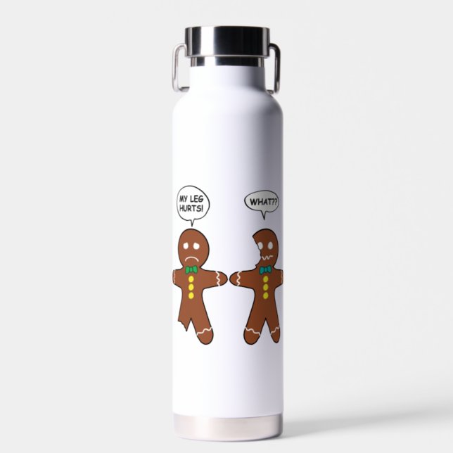 Gingerbread Cookie Christmas Humor Water Bottle (Front)