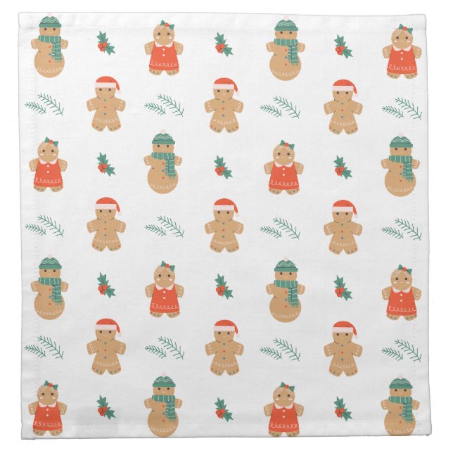Gingerbread Cookie Christmas Pattern Cloth Napkin (Front)