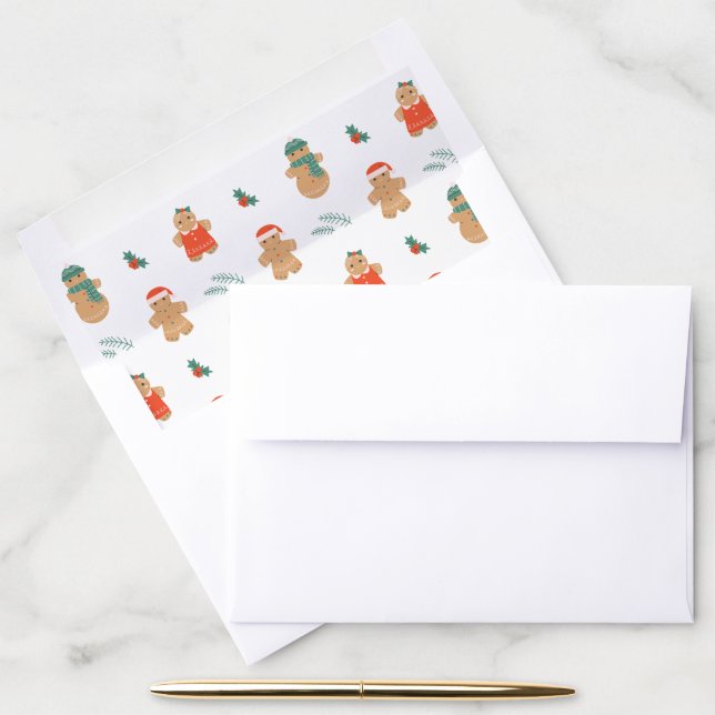 Gingerbread Cookie Christmas Pattern Envelope Liner (Desk)