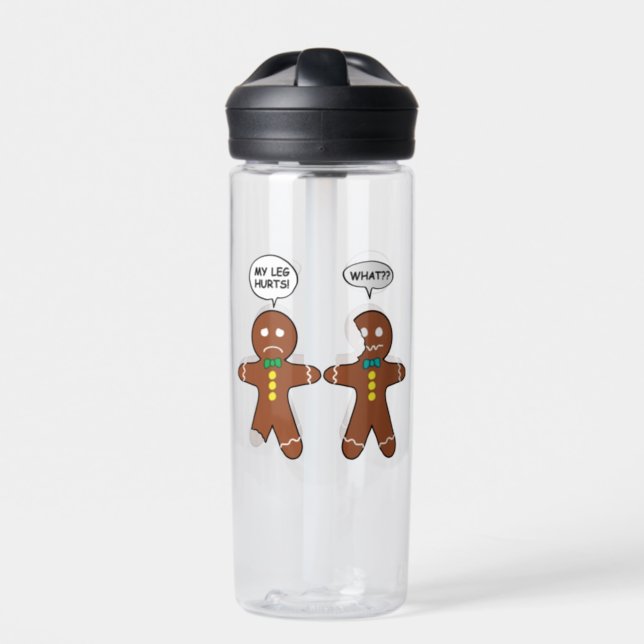 Gingerbread Cookie Christmas Water Bottle (Front)