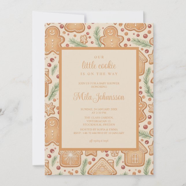 Gingerbread Cookie Christmas Winter Baby Shower Invitation (Front)