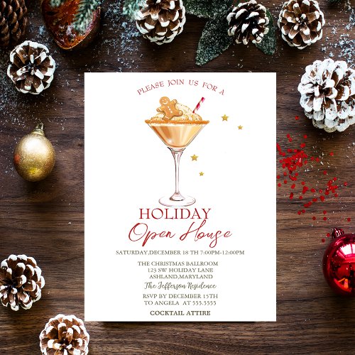 Gingerbread Cookie Cocktail Holiday Open House Invitation