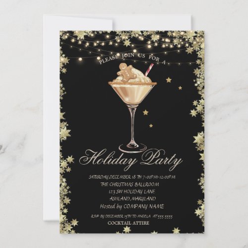 Gingerbread Cookie Cocktail Stars Holiday Invitation