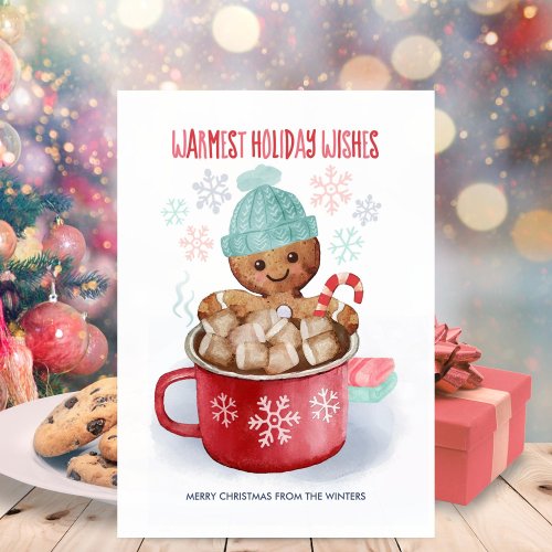 Gingerbread Cookie Cocoa Bath Christmas Holiday Card
