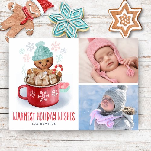 Gingerbread Cookie Cocoa Bath Christmas Photo Holiday Card