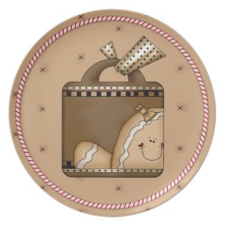Gingerbread Cookie Cutie Candy Cane Christmas plate