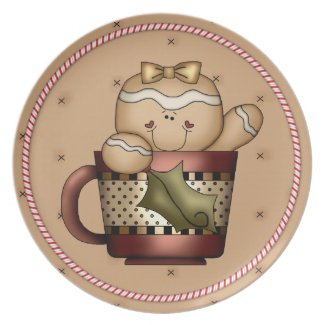 Gingerbread Cookie Cutie Candy Cane Christmas plate
