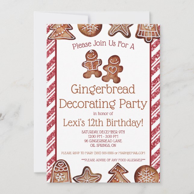Gingerbread Cookie Decorating Party Invitation (Front)