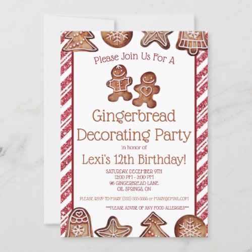 Gingerbread Cookie Decorating Party Invitation