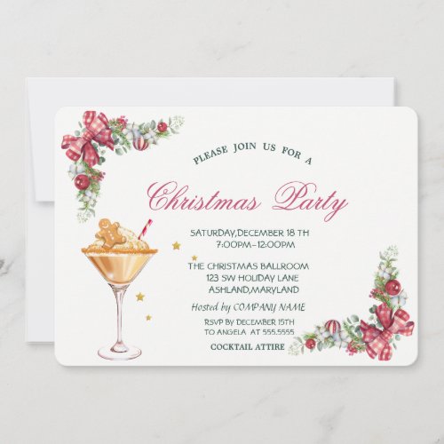 Gingerbread Cookie Drink Branches Christmas  Invitation