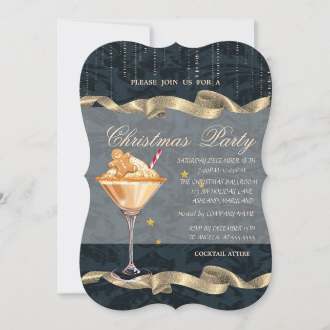 Gingerbread Cookie Drink Confetti Christmas Party Invitation (Front)