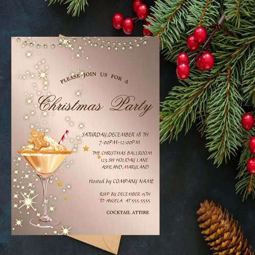 Gingerbread Cookie Drink Light Rose GoldChristmas  Invitation