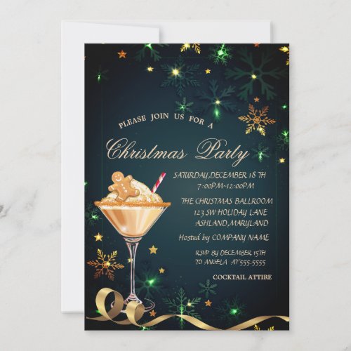 Gingerbread Cookie Drink Snowflakes Christmas  Invitation