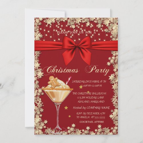 Gingerbread Cookie Drink Stars Company Christmas Invitation