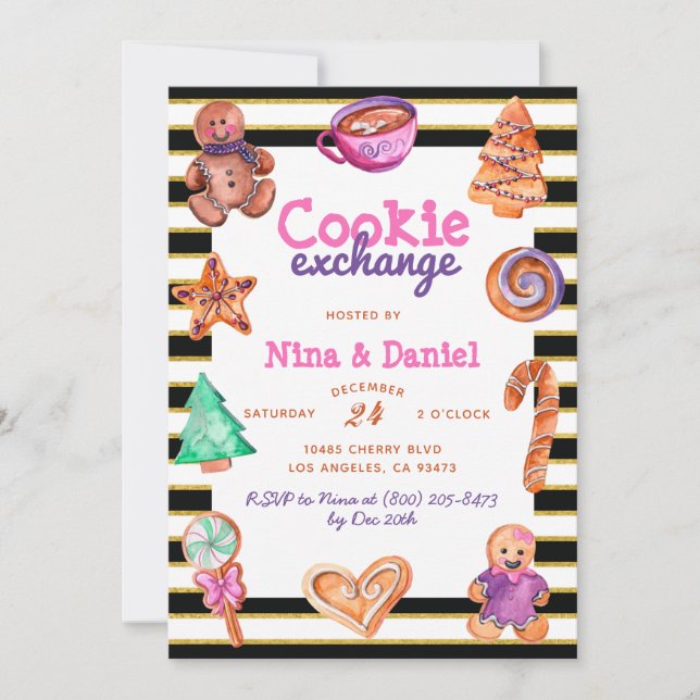 Gingerbread Cookie Exchange Christmas Invitation (Front)