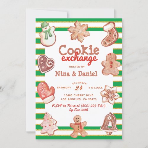 Gingerbread Cookie Exchange Christmas Invitation