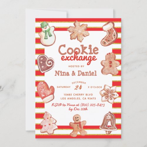 Gingerbread Cookie Exchange Christmas Invitation