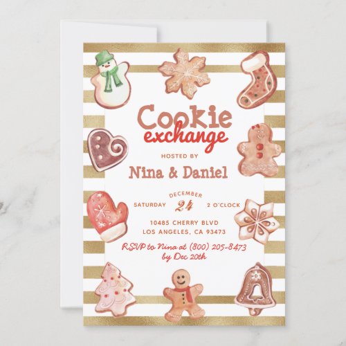Gingerbread Cookie Exchange Christmas Invitation