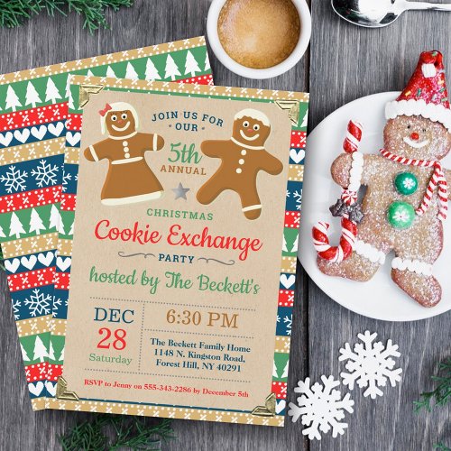 Gingerbread Cookie Exchange Christmas Party Invitation