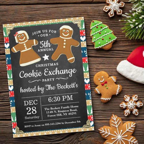 Gingerbread Cookie Exchange Christmas Party Invitation