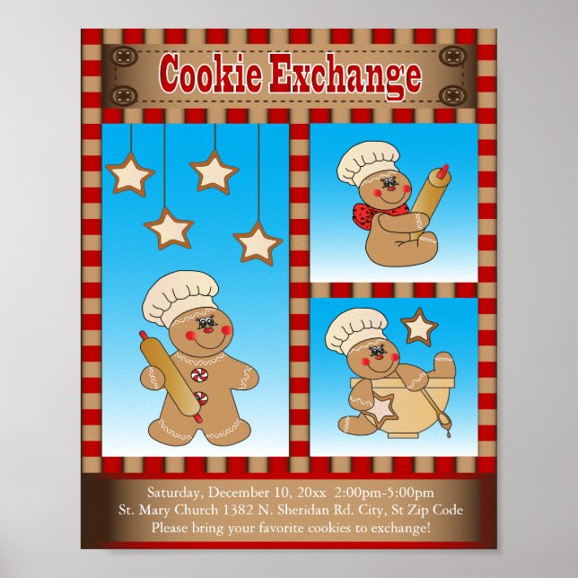 Gingerbread Cookie Exchange Gathering Poster (Front)