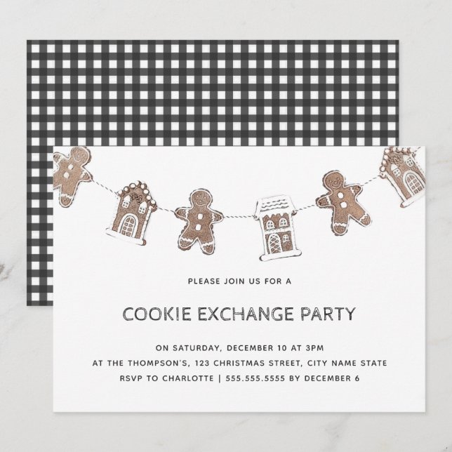 Gingerbread Cookie Exchange Modern Party Holiday Invitation (Front/Back)