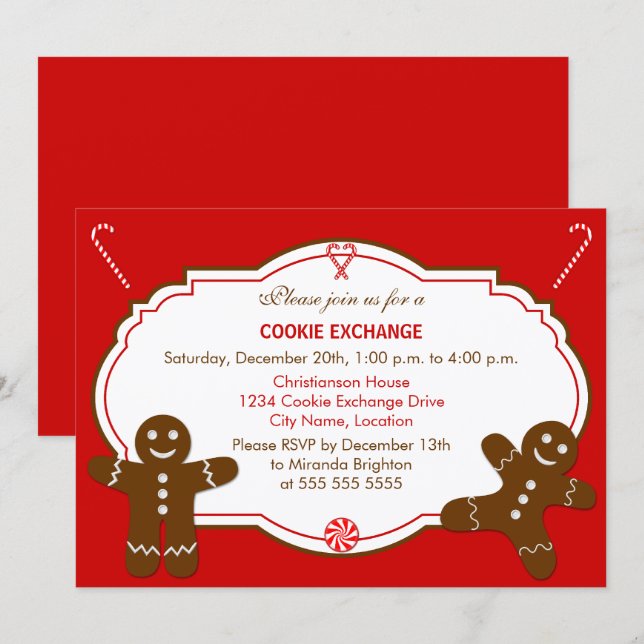 Gingerbread Cookie Exchange Party Invitation (Front/Back)