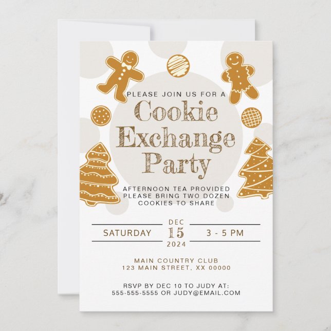 Gingerbread Cookie Exchange Party Invitation (Front)