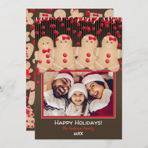 Gingerbread Cookie Family Christmas  Holiday Photo Invitation