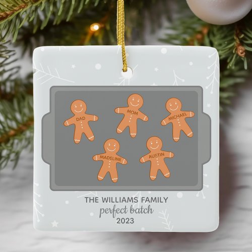 Gingerbread Cookie Family Personalized Ceramic Ornament