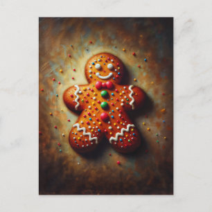 Gingerbread Cookie Festive Painting Postcard