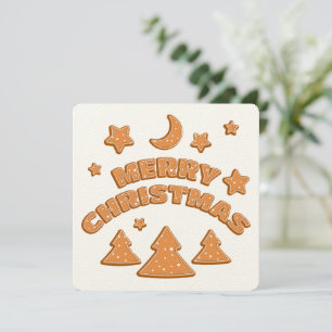 Gingerbread cookie font Merry Christmas card