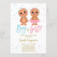 Gingerbread Cookie Gender Reveal Holiday Party Invitation