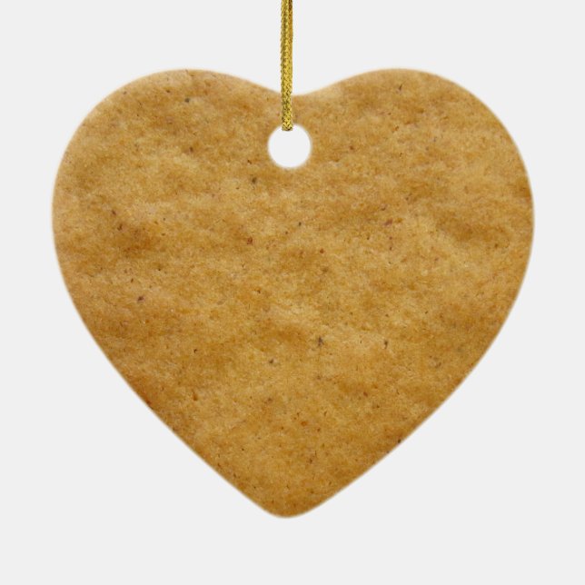 Gingerbread cookie heart shaped - cinnamon ceramic ornament (Back)